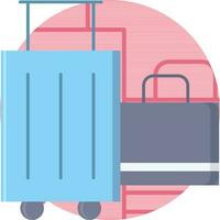 plano estilo equipaje bolso icono en rosado antecedentes. vector