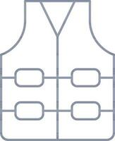 Blue Line Art Vest Icon In Flat Style. vector
