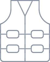 Blue Line Art Vest Icon In Flat Style. vector