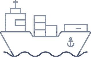 Cargo Ship Icon In Blue Line Art. vector