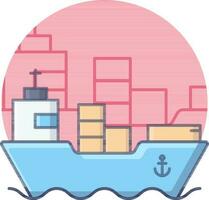 Cargo Ship Icon On Pink Background. vector