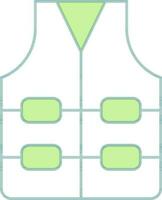 Lifeguard Vest Icon In Green And White Color. vector