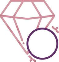 Vector Illustration of Diamond With Coin In Pink And Purple Color.