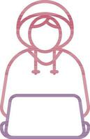 Flat Style of Hacker Icon In Pink And Purple Color. vector