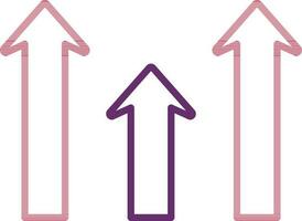 Pink And Purple Color of Growing Arrow Icon In Thin Line Art. vector