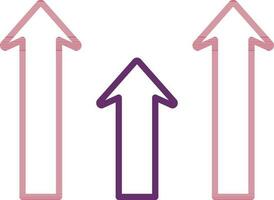 Pink And Purple Color of Growing Arrow Icon In Thin Line Art. vector