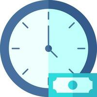 Time Is Money Icon In Blye And Cyan Color. vector