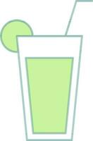 Drink Glass Icon In Green And White Color. vector