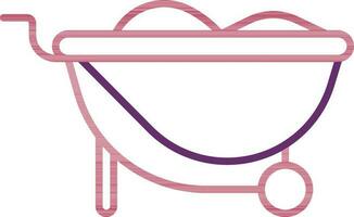 Wheelbarrow Icon In Pink And Purple Color. vector