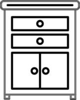 Cabinet or Drawer Icon in Black Thin Line Art. vector