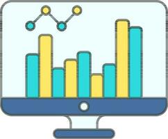 Online Statistics In Desktop Icon. vector