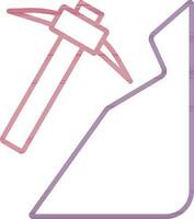 Pink And Purple Color Mining Icon In Line Art. vector