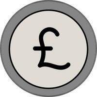 Grey Sterling Coin Icon in Flat Style. vector