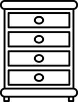 Black Line Art Drawer Icon in Flat Style. vector