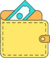 Illustration Of Wallet Icon In Yellow And Cyan Color. vector