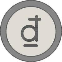 Flat Style Dong Coin Icon in Gray Color. vector