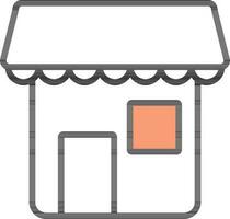 ilustración de tienda icono o símbolo en plano estilo. vector