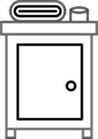 Line Art Cabinet or Drawer Icon in Flat Style. vector