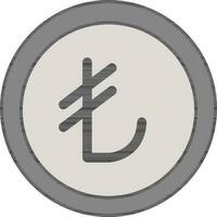 Gray Lira Coin Icon on White Background. vector