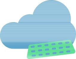 Cloud With Keyboard Icon In Blue And Green Color. vector