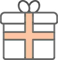 Flat Style Gift Box Icon in White and Peach Color. vector