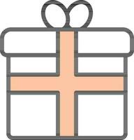 Flat Style Gift Box Icon in White and Peach Color. vector