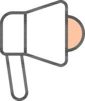 Loudspeaker Icon in White and Peach Color. vector