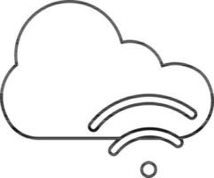 Wifi Cloud Icon In Black Line Art. vector