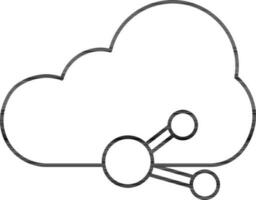 Cloud Share Icon In Black Outline. vector