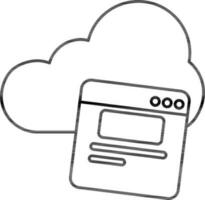 Cloud With Website Icon In Black Line Art. vector