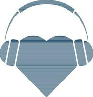 Illustration of Heart with Headphone Icon in Blue Color. vector