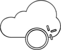 Cloud With Coin Icon In Black Outline. vector