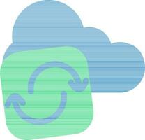 nube sincronizar icono en azul y verde color. vector