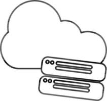 Cloud Server Icon In Black Line Art. vector