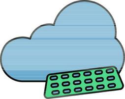 Cloud With Keyboard Icon In Blue And Green Color. vector