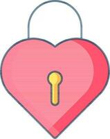 Isolated Pink Heart Lock Icon in Flat Style. vector