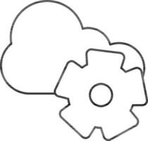 Cloud Setup Icon In Black Line Art. vector