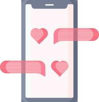 Isolated Love Chat on Smartphone Icon in Flat Style. vector