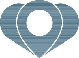 ilustración de ubicación en corazón icono en azul color plano estilo. vector