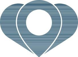 Illustration of Location in Heart Icon in Blue Color Flat Style. vector