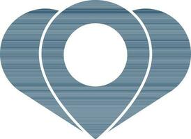 Illustration of Location in Heart Icon in Blue Color Flat Style. vector