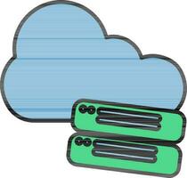 Cloud Server Icon In Green And Blue Color. vector