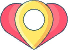 Illustration of Location in Heart Icon in Flat Style. vector