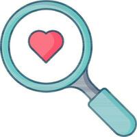 Vector Illustration of Magnifying Glass With Heart Icon.