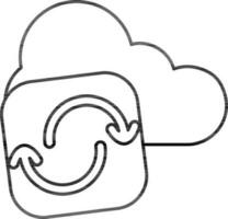 Cloud Sync Icon In Thin Line Art. vector