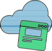 Cloud Website Icon In Green And White Color. vector
