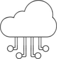 Cloud Computing Icon In Black Line Art. vector