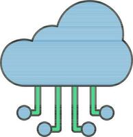 Cloud Computing Icon In Blue And Green Color. vector