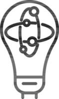 Light Bulb With Molecular Icon In Thin Line Art. vector