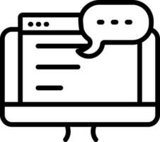 Line Art Illustration Of Online Web Chat In Desktop Icon. vector